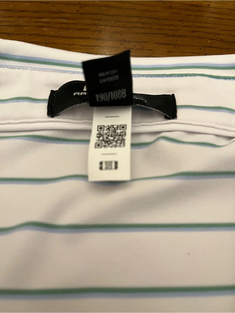Ralph Lauren RLX White Polo with Light Blue and Green Stripes, size XXL